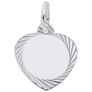 Diamond Cut Heart Disc Charm Silver - 10-3423
