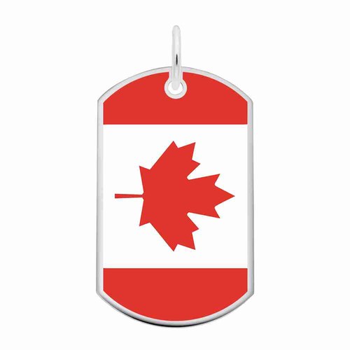 Rembrandt Dog Tag Canadian Flag Charm - Silver - 10-8399-74-SS