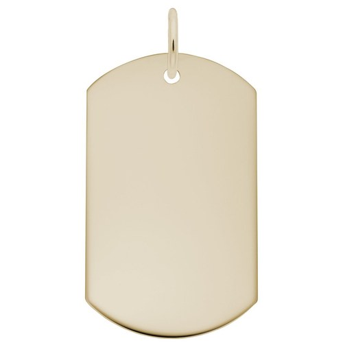 Rembrandt Dog Tag Polished Finish Charm - 14K Gold - 10-8400-0-14K