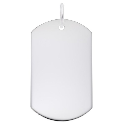 Rembrandt Dog Tag Polished Finish Charm - 14K White Gold - 10-8400-0-14KW