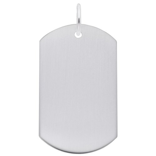 Rembrandt Dog Tag Satin Finish Charm - 14K White Gold - 10-8399-0-14KW