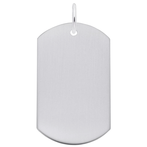 Rembrandt Dog Tag Satin Finish Charm - 14K White Gold - 10-8399-0-14KW