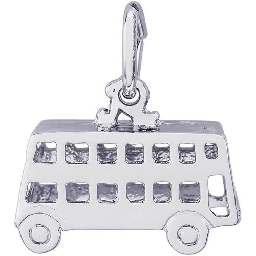 Double Decker Bus Charm White Gold - 10-8149