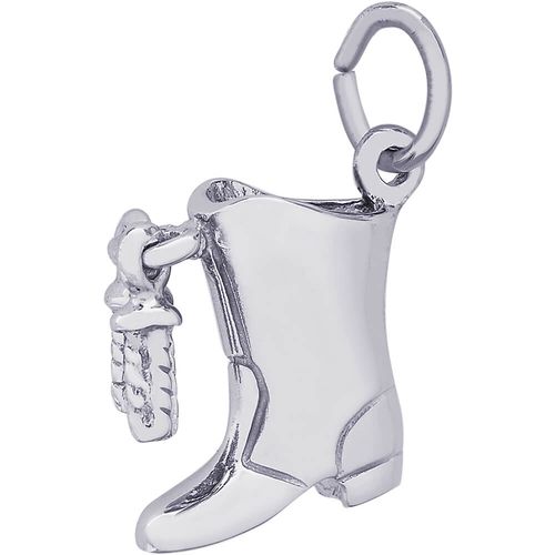 Drill Team Boot Charm White Gold - 10-3879