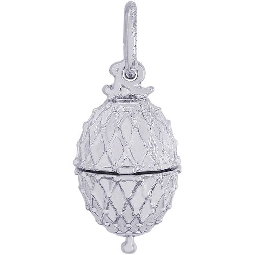 Easter Egg Opens with Chick Inside Charm White Gold - 10-8135