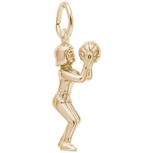 Female Basketball Player Charm Gold Plated - 10-7796