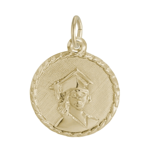Rembrandt Female Graduate Rope Disc Charm Gold Plated - 10-5100-0-gp