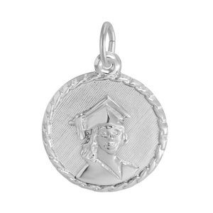 Rembrandt Female Graduate Rope Disc Charm Sterling Silver - 10-5100-0-ss
