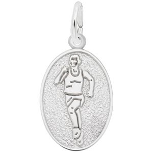 Female Marathon Runner Running Charm Silver - 10-2420