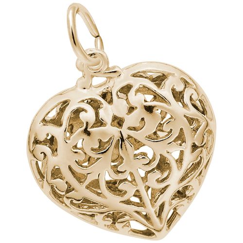 Filigree Heart Charm 14K Gold - 10-3618