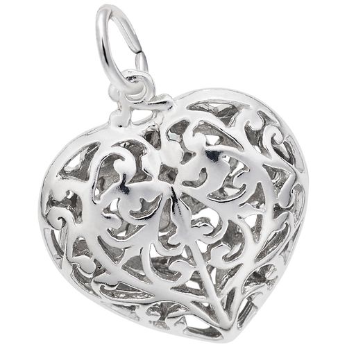 Filigree Heart Charm Silver - 10-3618