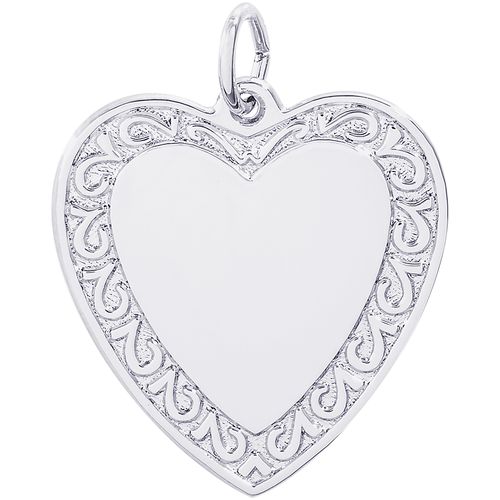 Filigree Heart Disc Charm Silver - 10-1495