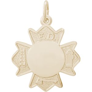 Fire Department Badge Charm 14K Gold - 10-2946