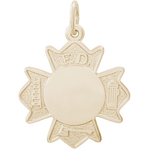 Fire Department Badge Charm Gold Plated - 10-2946