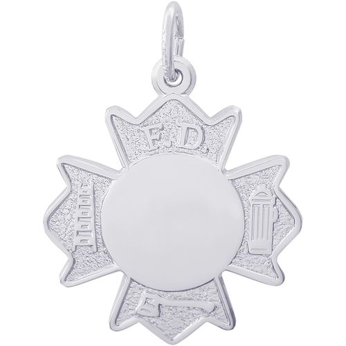 Fire Department Badge Charm Silver - 10-2946