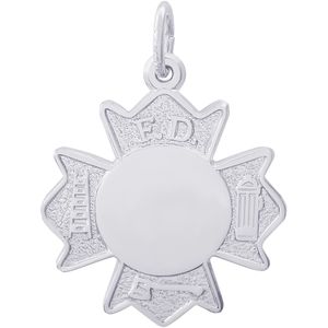 Fire Department Badge Charm Silver - 10-2946