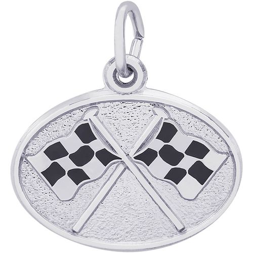 Flags Crossed Charm Silver - 10-8328