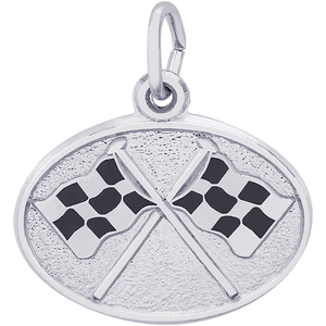 Flags Crossed Charm White Gold - 10-8328