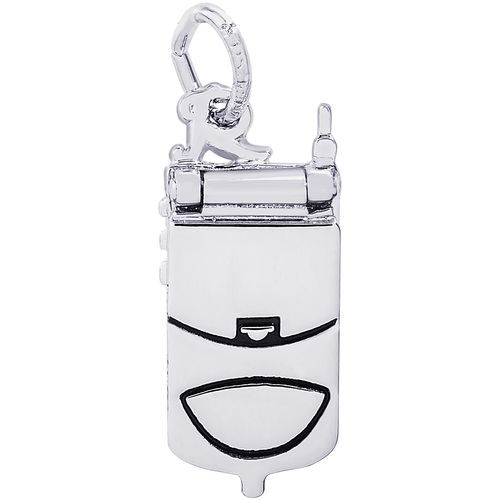Flip Phone Charm White Gold - 10-2932