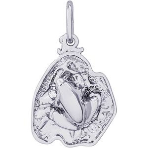 Frog On Lily Pad Charm White Gold - 10-8196