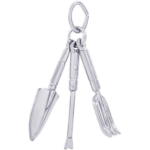 Gardening Tools Charm White Gold - 10-3730