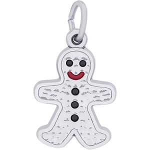 Gingerbread Man Charm White Gold - 10-2274