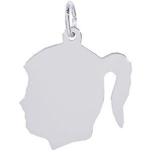 Girl Head Charm Silver - 10-4430