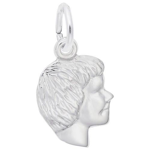 Girl Head Charm White Gold - 10-6047