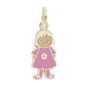 Rembrandt Girl W/dress & Flower - Pink Charm - 10K Gold - 10-8424-1-10K