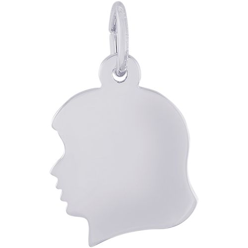 Girls Head Charm White Gold - 10-2498