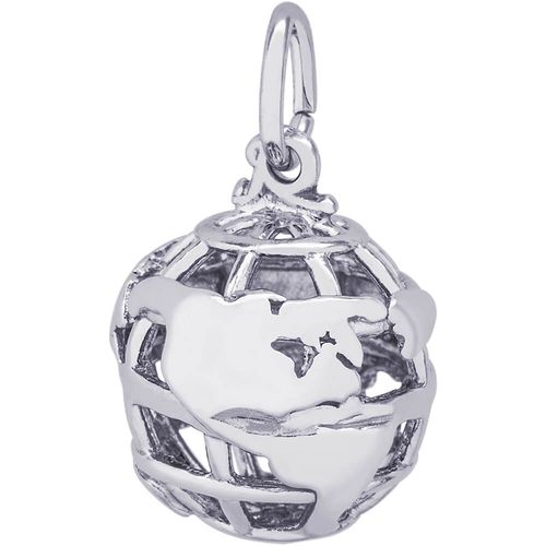 Globe 3D Charm-White Gold - 10-8281