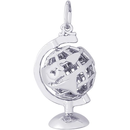 Globe 3D W Stand Charm Silver - 10-8334