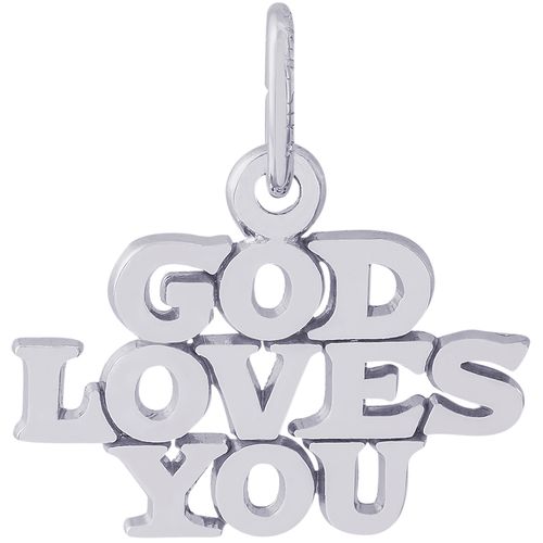 God Loves You Charm White Gold - 10-6228