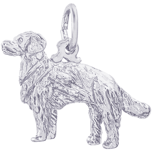 Golden Retriever Dog Charm White Gold - 10-1097