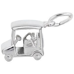 Golf Cart Charm White Gold - 10-8253
