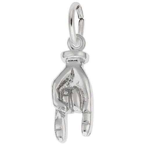 Good Luck Hand Symbol Charm White Gold - 10-1030