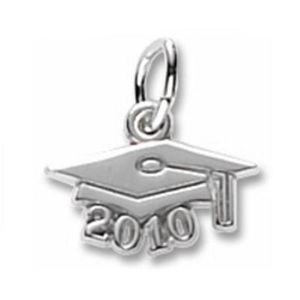 Graduation Cap 2010 Charm White Gold - 10-6740