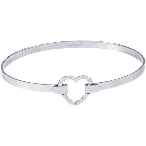 Beloved Hook Closure Bangle Bracelet - Sterling Silver 7 Inch - 20-501-7-s