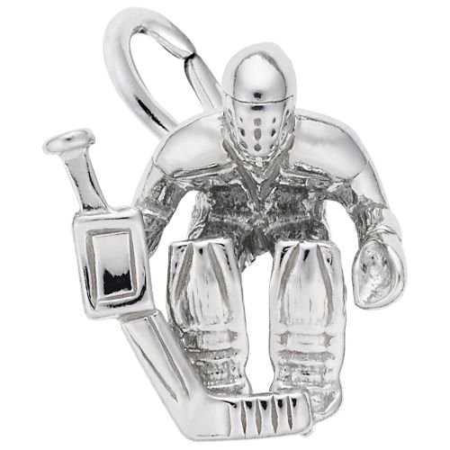 Hockey Goalie Charm White Gold - 10-8263
