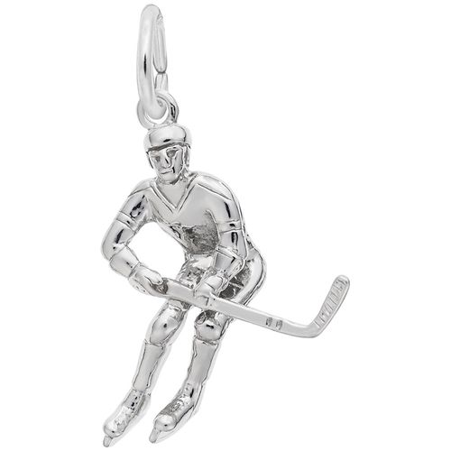 Hockey Player Charm Silver - 10-1379