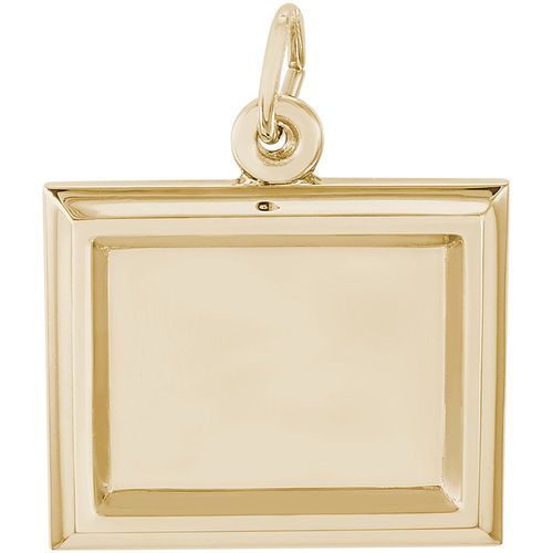 Horizontal Photo Art Rectangle Charm Gold Plated - 10-8628