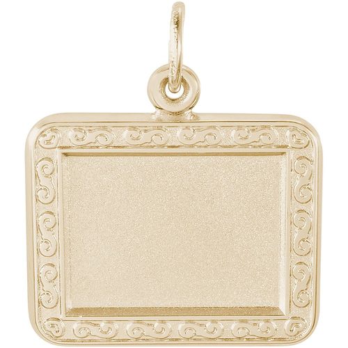 Horizontal Scroll Frame Photo Art Rectangle Charm 14K Gold - 10-8618