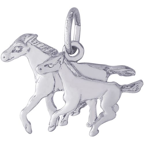 Horse And Colt Charm White Gold - 10-1861