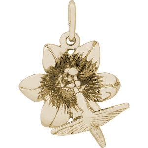 Hummingbird Hibiscus Charm Gold Plated - 10-7770