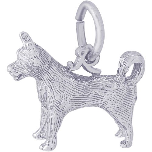 Husky Dog Charm White Gold - 10-8203