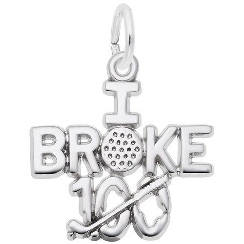 I Broke 100 Golf Charm White Gold - 10-6581
