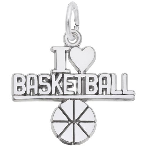 I Love Basketball Charm White Gold - 10-6557