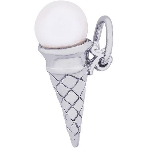Ice Cream Cone Charm  White Gold - 10-8141