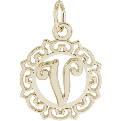 Initial V Charm Gold Plated - 10-0817-22