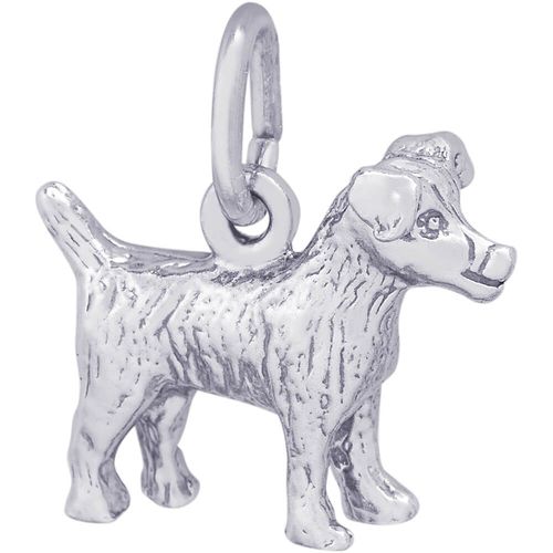 Jack Russell Terrier Dog Charm White Gold - 10-3351